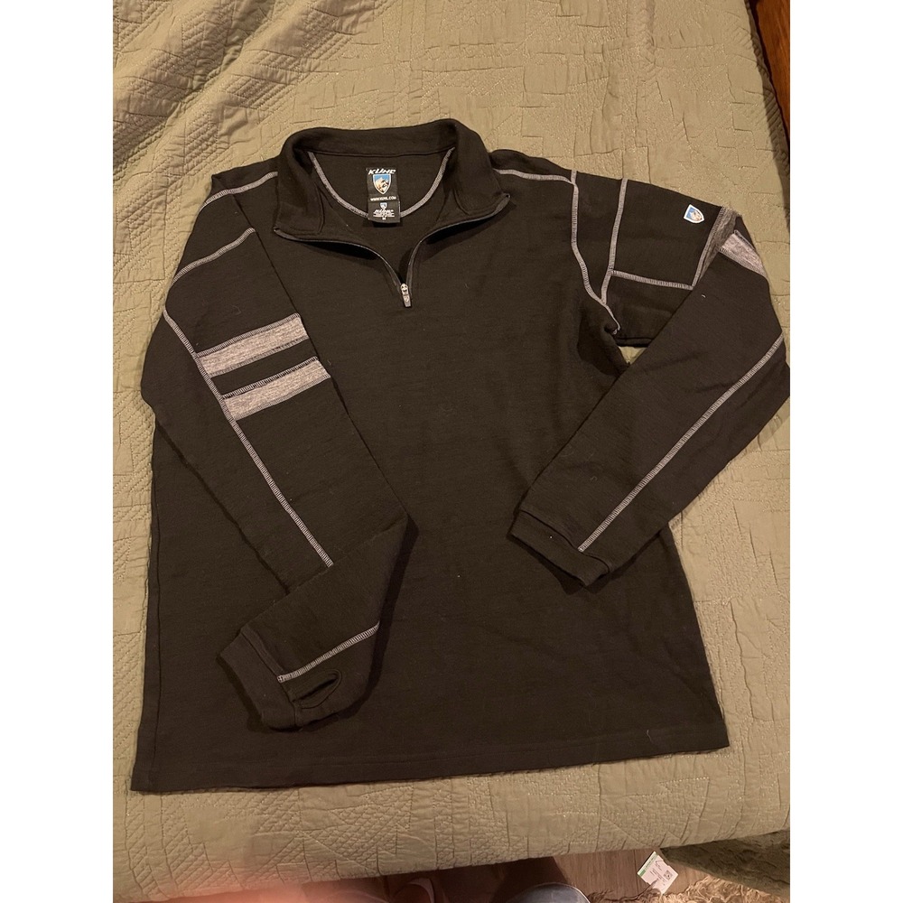 Kuhl Men's 100% Merino Wool Long Sleeve Quarter Zip Medium Black